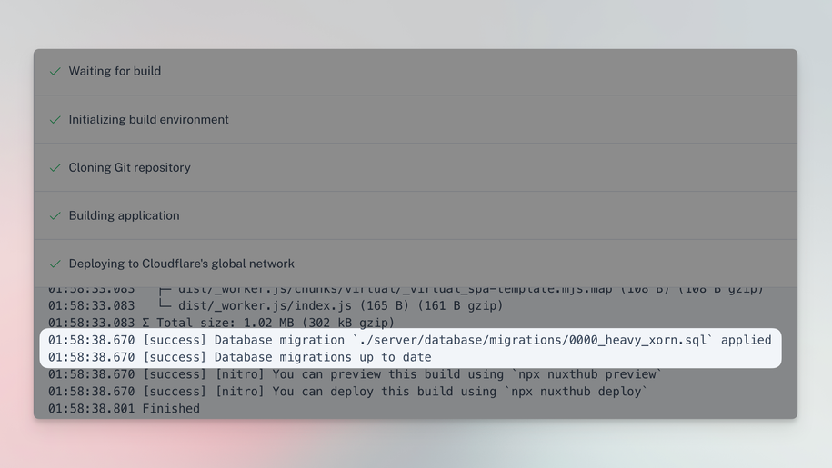 Database Migrations applied during deployment